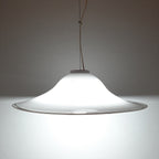 XL Mid-century white murano glass pendant lamp Italy 1970s Retro lighting Space age