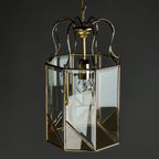 Vintage pendant lamp Italy '70s Brass Polished Glass Retro lighting Mid-century Italian modern