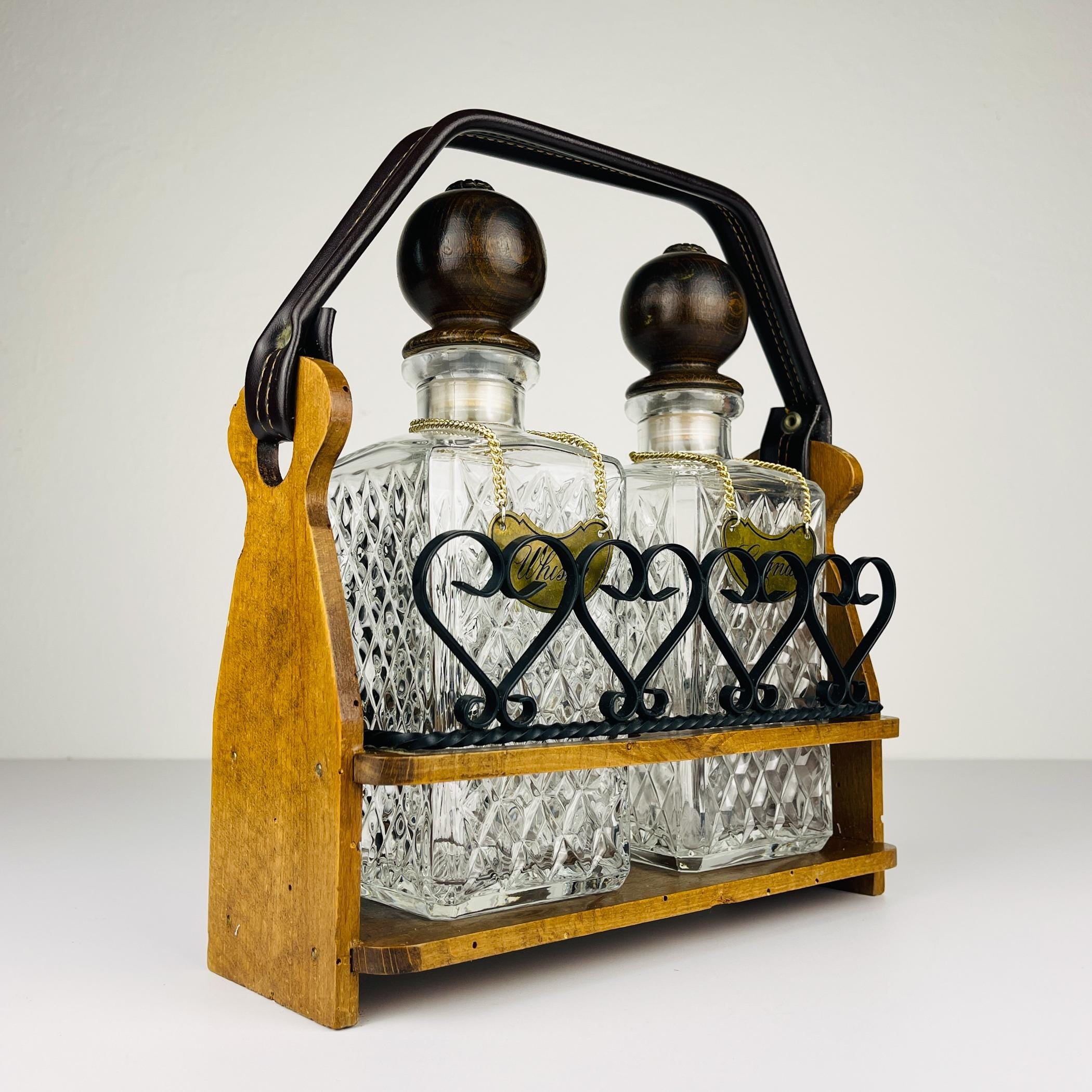 Vintage Tantalus Decanter Cognac and Whisky, Italy, 1960s, Vintage home decor