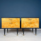 Vintage Birdseye Maple Nightstands: Mid-Century Modern Bedside Tables