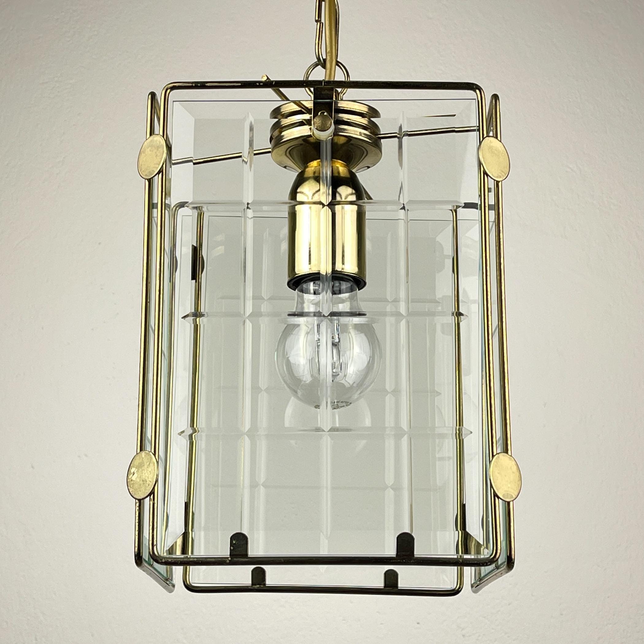 Vintage brass pendant lamp, Italy, 1970s, Mid-century Italian modern
