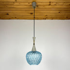 Vintage blue Murano pendant lamp by Stilnovo, Italy 1950s, Mid-century Italian modern