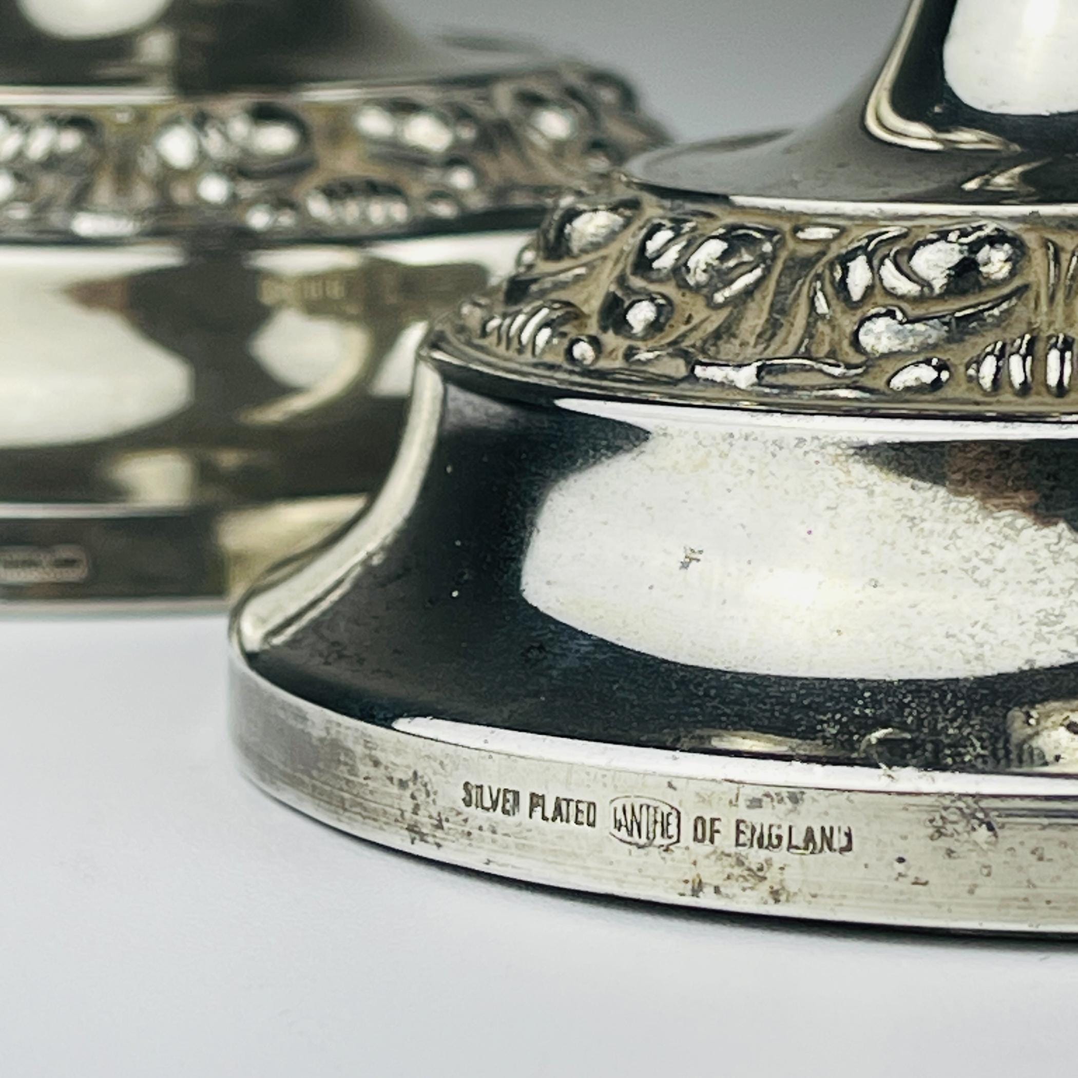 Original Silver Plate Candleholders by IANTHE, England, 1950s, Vintage home decor