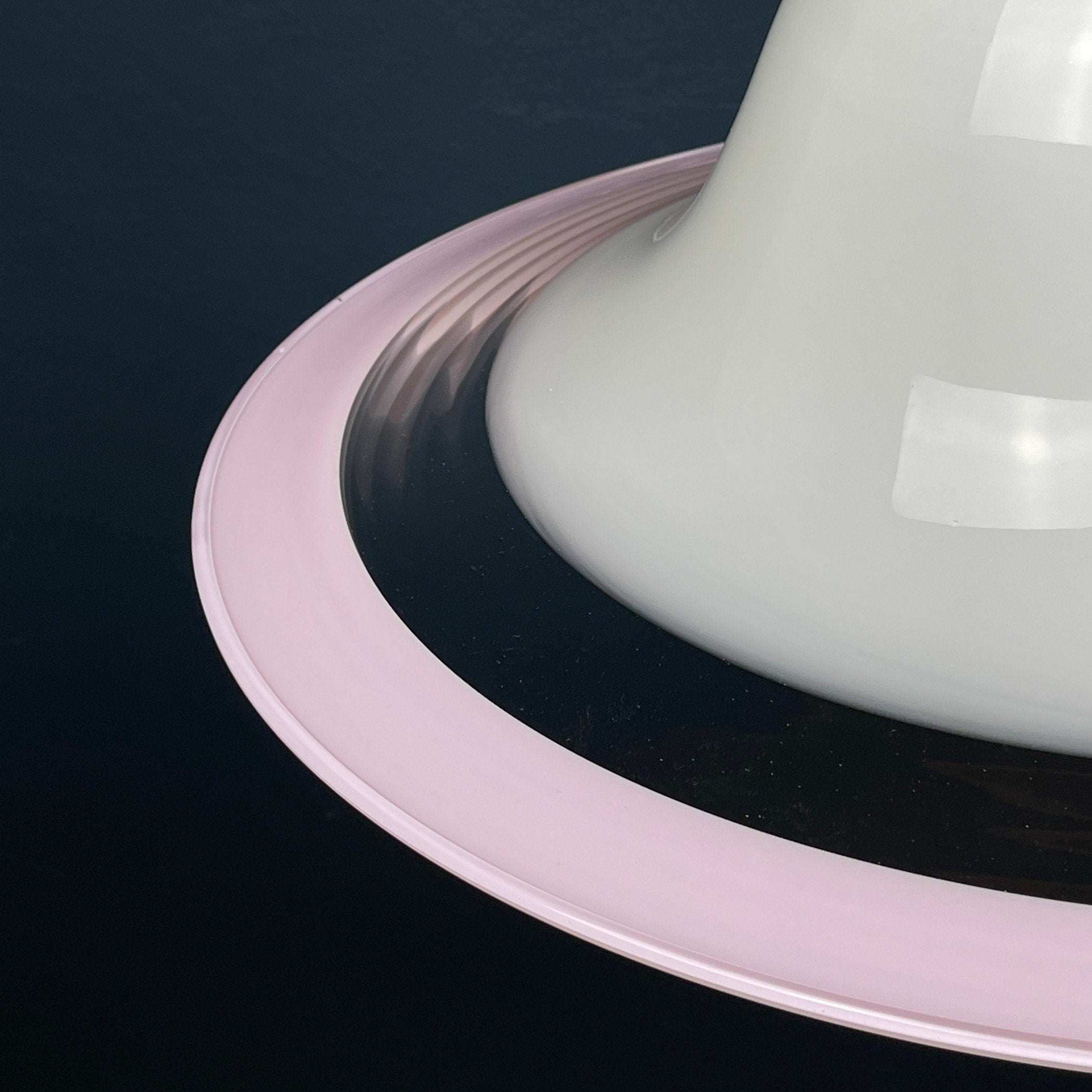 Murano glass white and pink pendant lamp Italy 1970s Mid-century lighting ceiling lamp