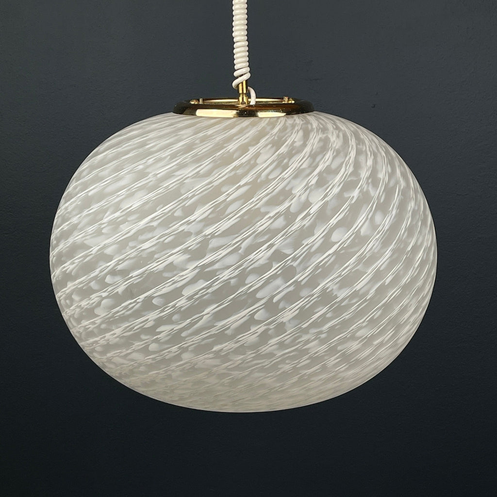 Large swirl murano glass pendant lamp Vetri Murano Italy 1970s