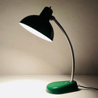 Green Industrial metal desk lamp A.Perazzone TORINO Italy 1960s Mid-century office table lamp