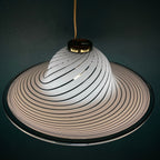 Classic swirl Murano glass pendant lamp Italy 1970s White Mid-century Lighting Vintage chandelier