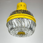 Mid-century yellow pendant lamp Italy 1960s Vintage Italian lighting Space Age