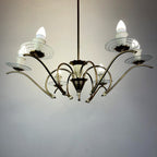 Mid-Century Fontana Arte Chandelier: Brass & Glass, Pietro Chiesa, 1940s
