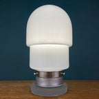 Vintage White Opaline Glass Table Lamp: Italian Mid-Century Modern Lighting