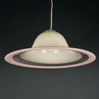Murano glass white and pink pendant lamp Italy 1970s Mid-century lighting ceiling lamp