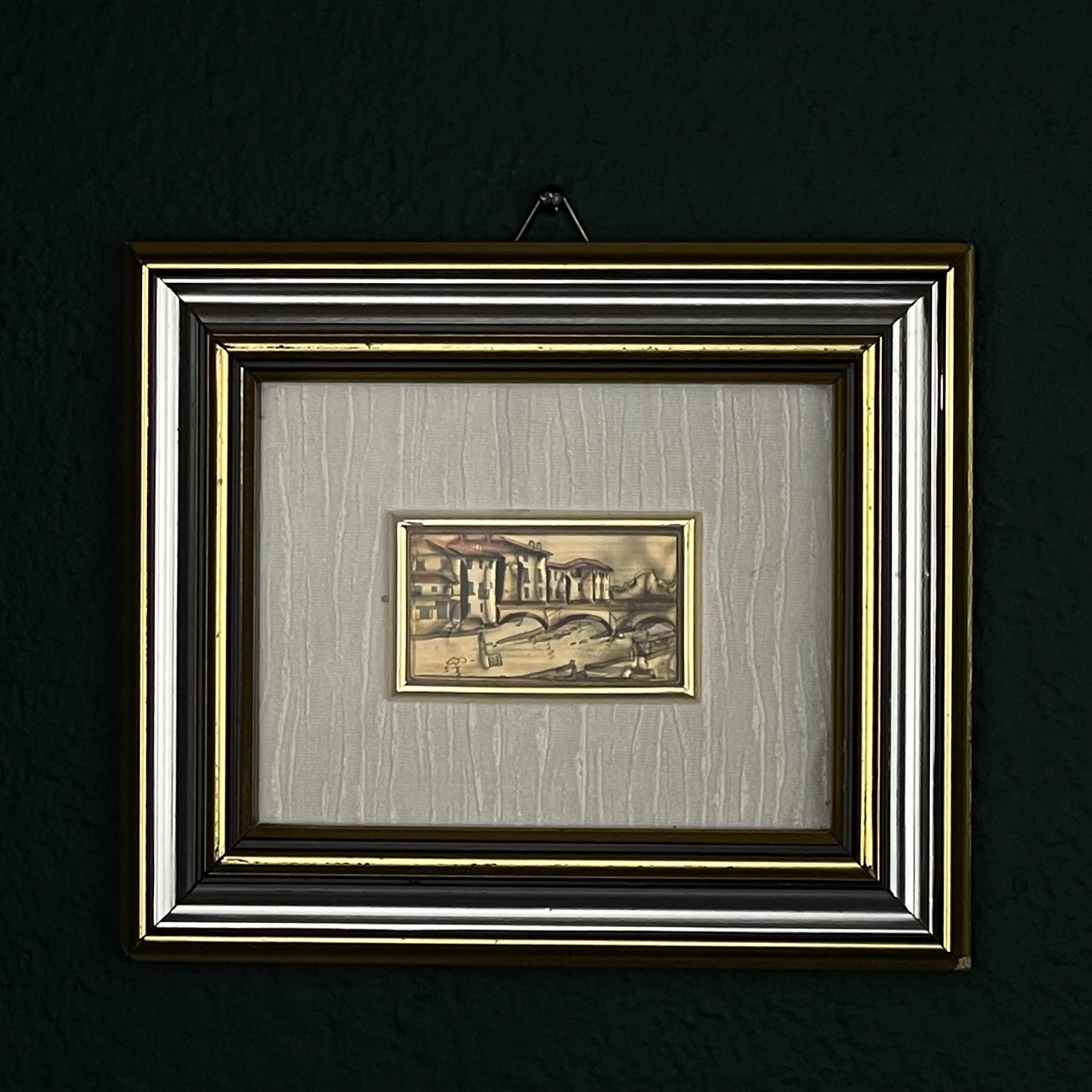 Vintage 925 Silver Pressed Art Framed, Italy, 1970s, Vintage home decor