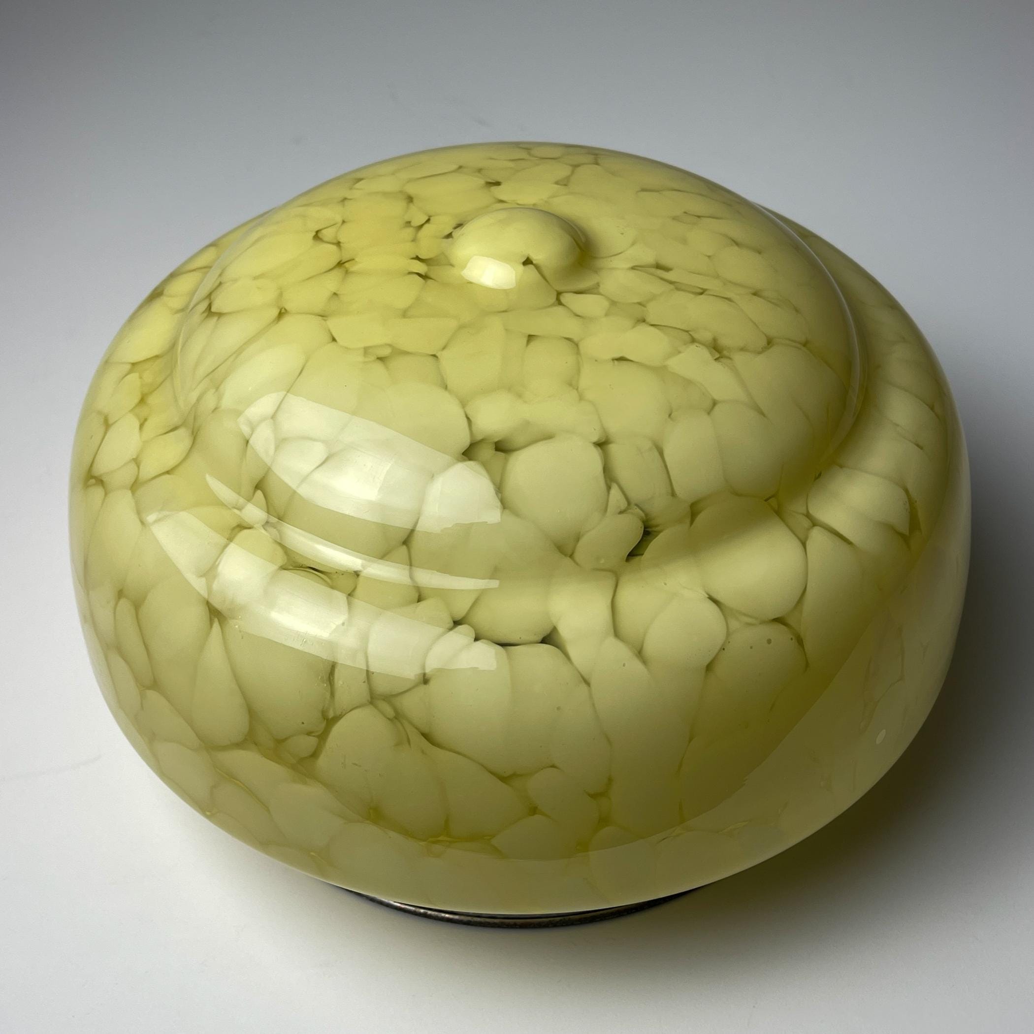 Art Deco yellow glass ceiling lamp, Italy 1950s, Vintage home decor