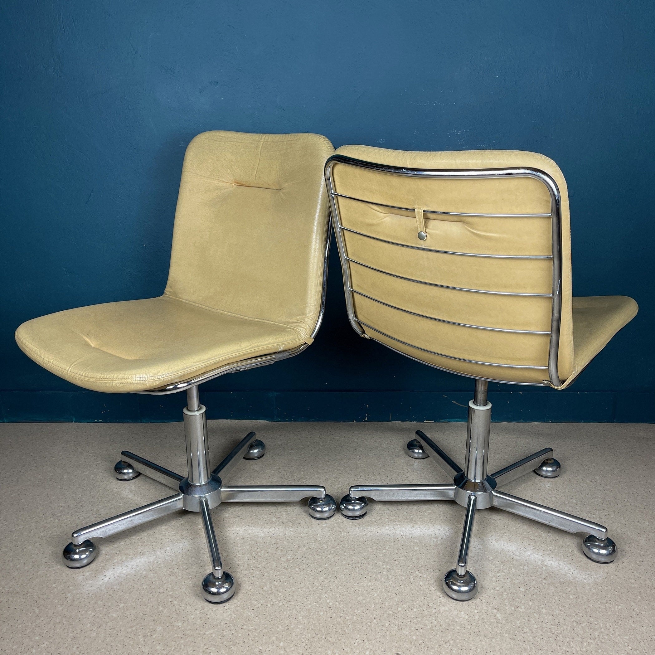 Vintage Italian Desk Chairs - 1970s Mid-Century Modern Style - Set of 2