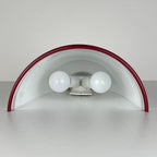 Vintage white and red murano wall lamp by ITRE, Italy 1980s MCM murano sconce