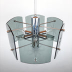 Mid-Century Modern Smoked Glass Pendant Lamp: EMI Poljcane Yugoslavia '70s
