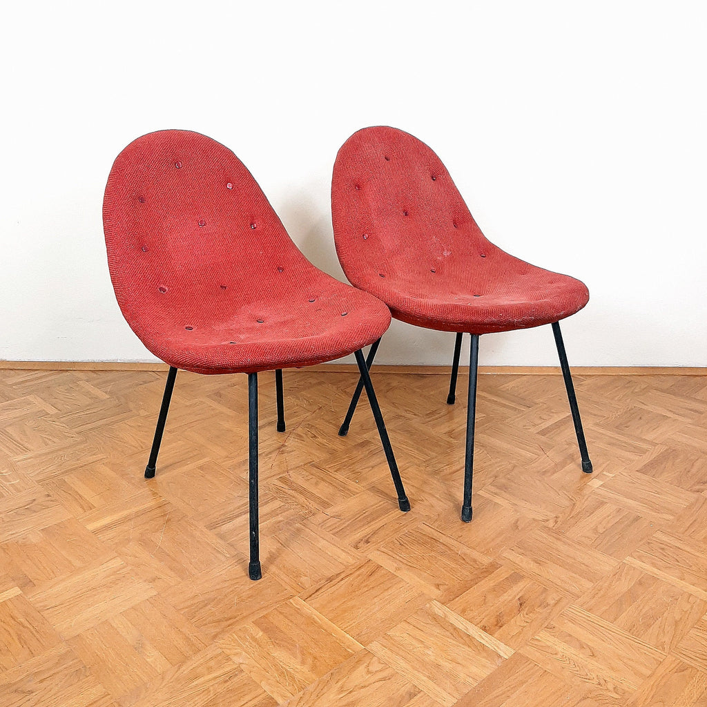 Pair of 1963 Mid-Century Red Cocktail Armchairs - Italian Style
