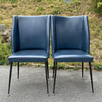 Vintage blue dining chairs, Italy 1950s, Mid-century modern, Set of 2