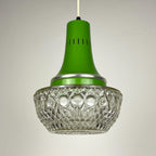 Mid-century green pendant lamp by Targetti Sankey, Italy 1960s, Vintage Italian lighting Space Age