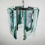 Fontana Arte Art Glass Pendant Lamp: Italian MCM 70s Design