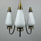 Vintage brass chandelier Italy 1950s Mid-century Art Deco design