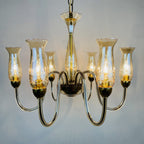 Vintage amber murano chandelier De Majo Italy 1970s Mid-century italian chandelier 6 bulbs