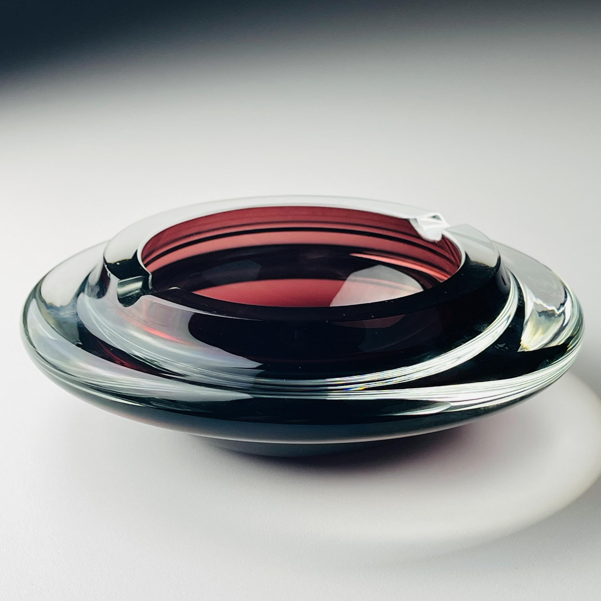 Original bordo murano glass ashtray, Italy, 1980s, Vintage Home Decor