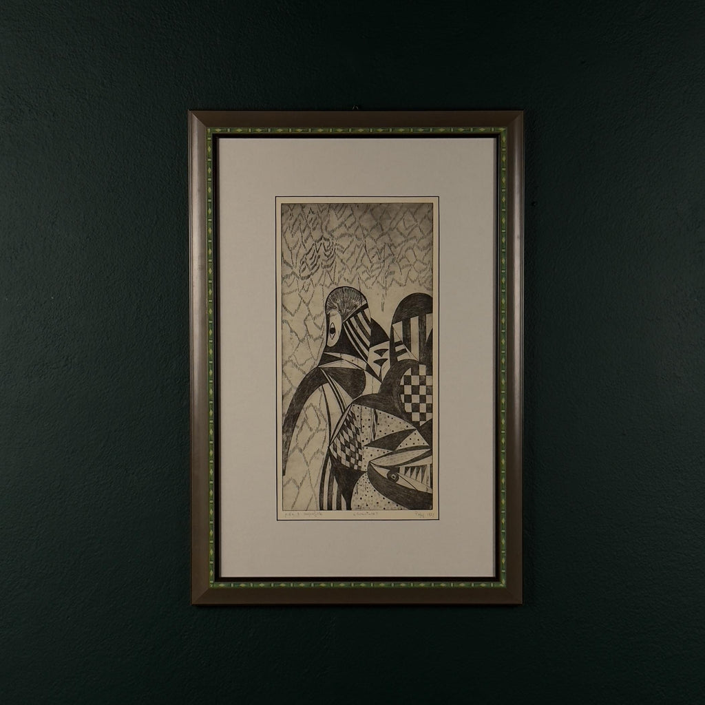 Graphics, etching, signature "Popy", Italy 1972