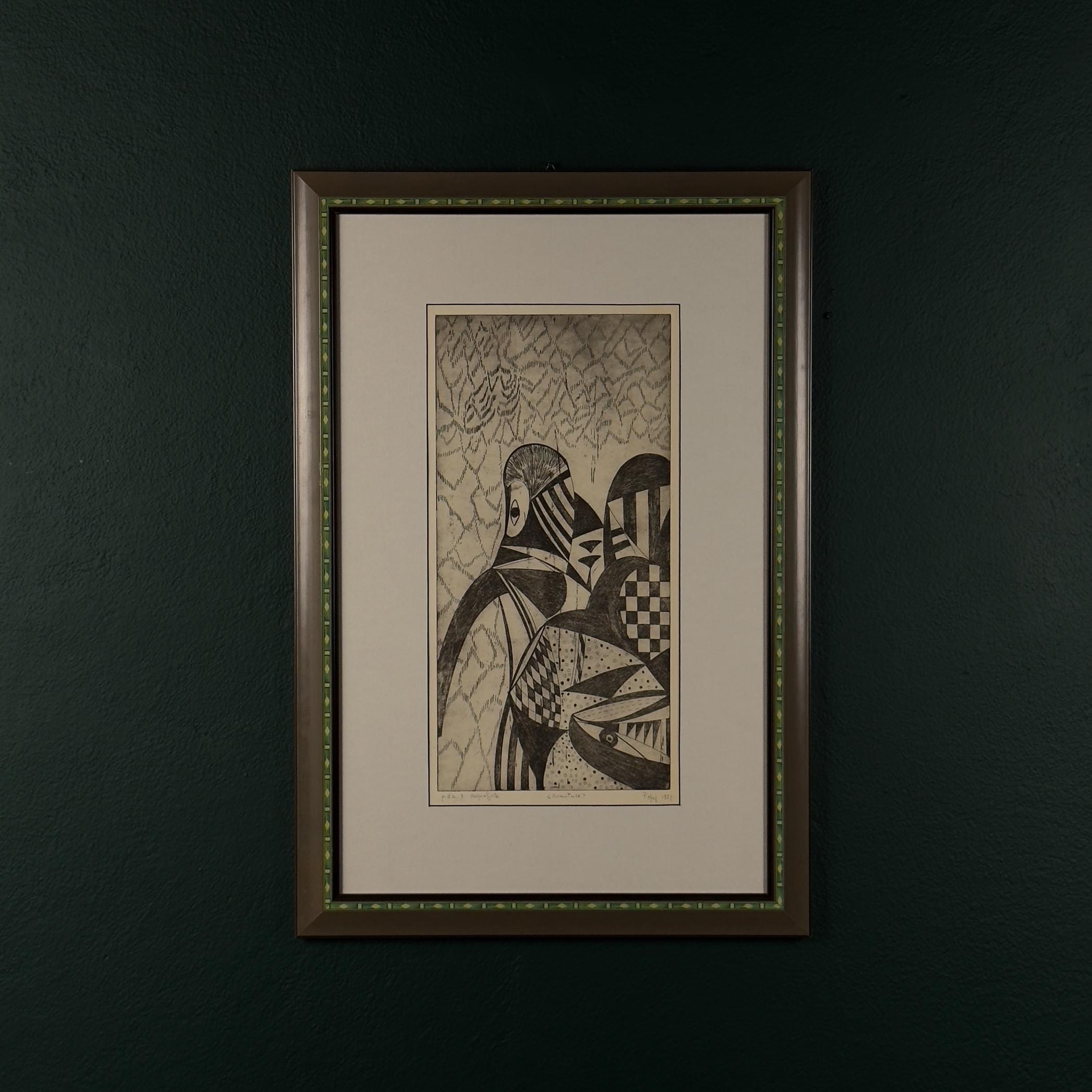 Graphics, etching, signature "Popy", Italy 1972