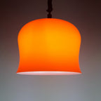Vintage red glass pendant lamp Italy 1960s space age mid-century lighting