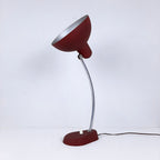 Vintage Burgundy Metal Desk Lamp: Italian Ministerial Lamp, 1950s
