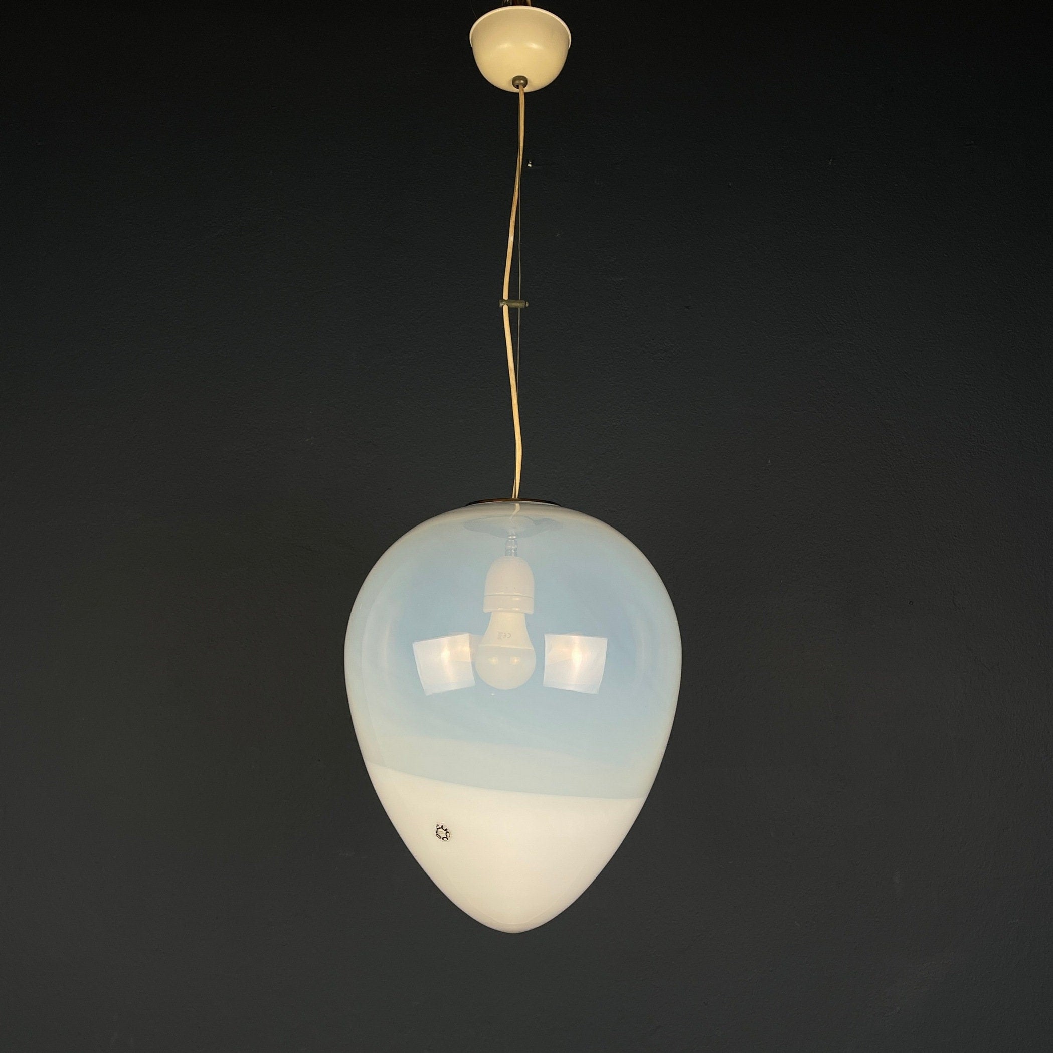 [Reserved, included shipping] Murano pendant lamp Egg by Leucos, Italy 1960s Mid-century italian modern lighting