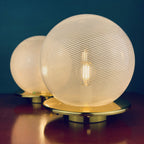 Vintage Murano Glass Table Lamps: F.Fabbian Italian Modern Sphere Set
