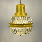 Mid-century yellow pendant lamp Italy 1960s Vintage Italian lighting Space Age