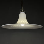 Vintage Murano Glass Pendant Lamp: Swirl White Mid-Century Lighting