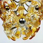 Vintage Amber Murano Glass Flower Chandelier - Mazzega Italian Lighting