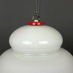 White murano pendant lamp XL chandelier Italy 1970s Mid-century italian modern lighting