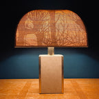 1970s Vintage Italian Travertine Marble Lamp with Brass Edge