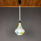 Mid-century multicolor opaline murano glass pendant lamp by Stilnovo Italy 1950s