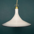 Vintage white Murano glass pendant lamp Italy 1970s Mid-century Lighting Vintage chandelier