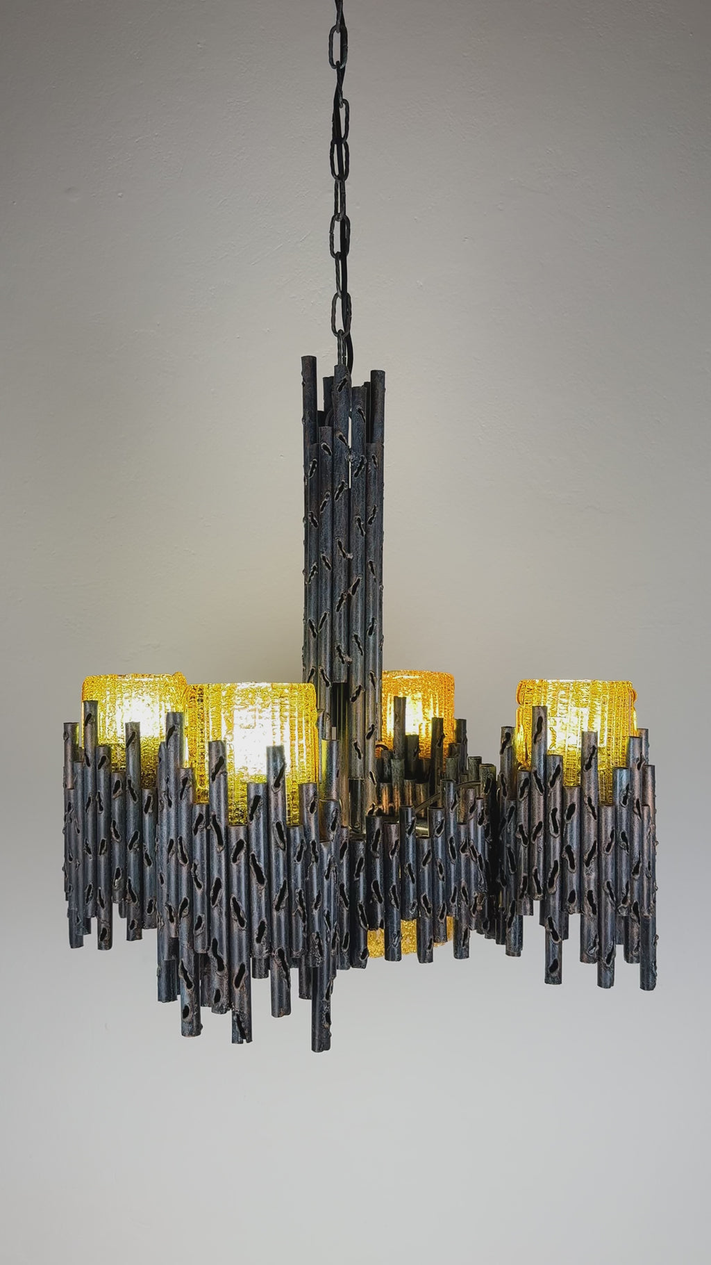 Brutalist chandelier by Marcello Fantoni, Fantoni Studio, Firenze, Italy 1960s