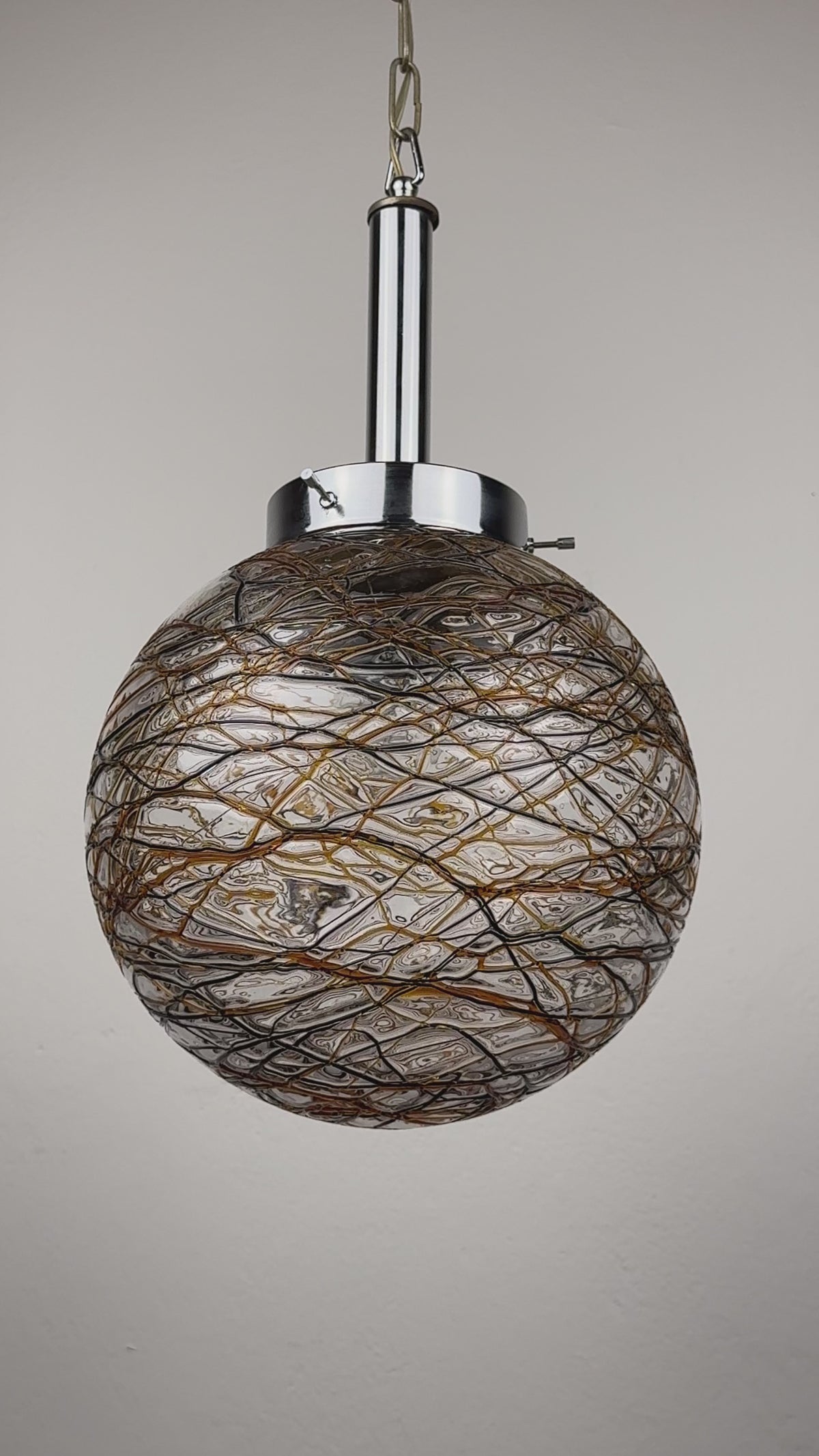 Vintage Murano sphere ball pendant lamp, Italy 1960s