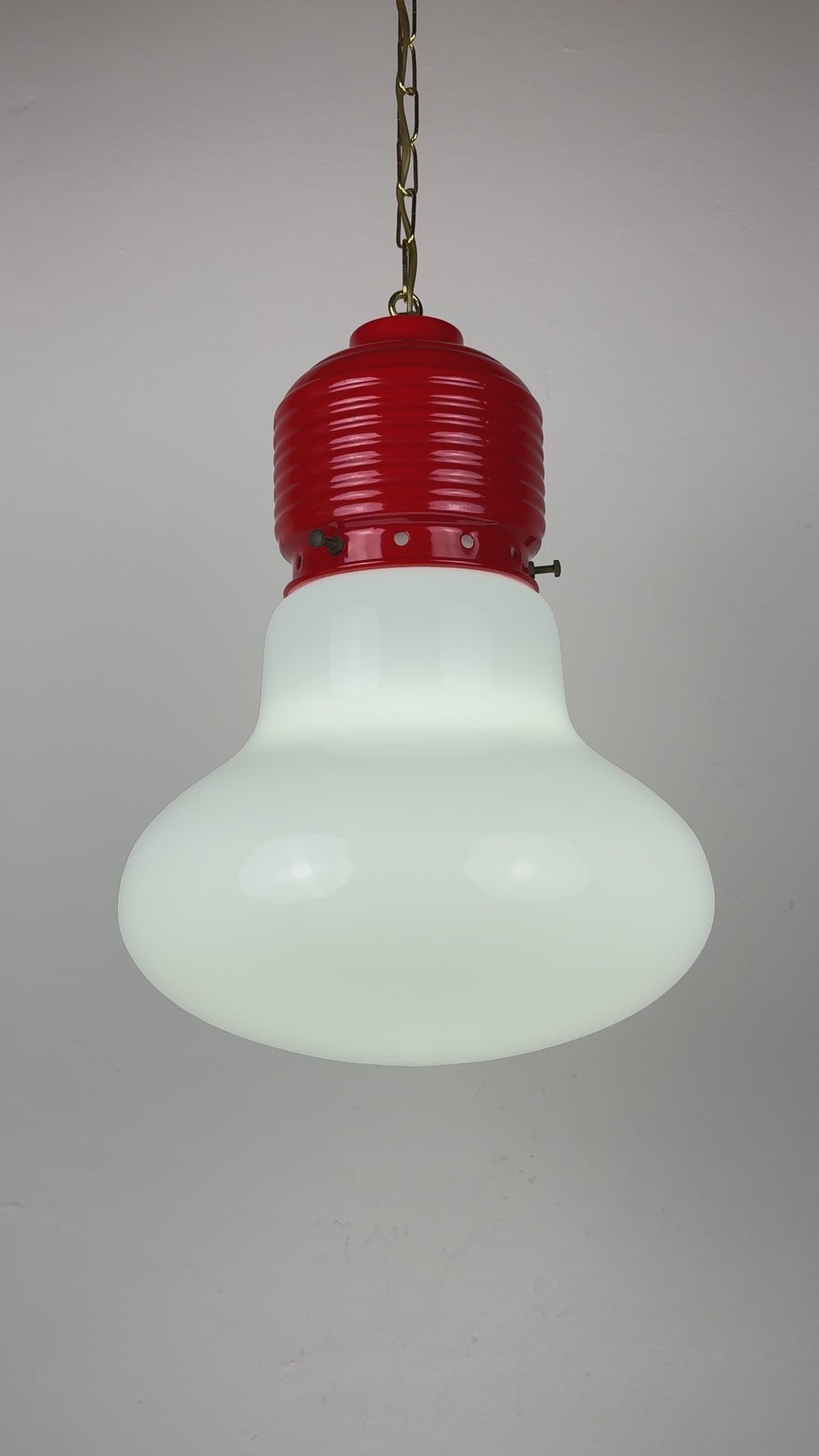 Vintage opaline glass pendant lamp Arianna by Piero Brombin for Artemide, Italy 1980s