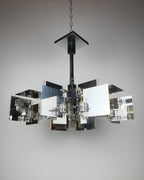 Vintage metal chandelier by Gaetano Sciolari, Italy, 1950s