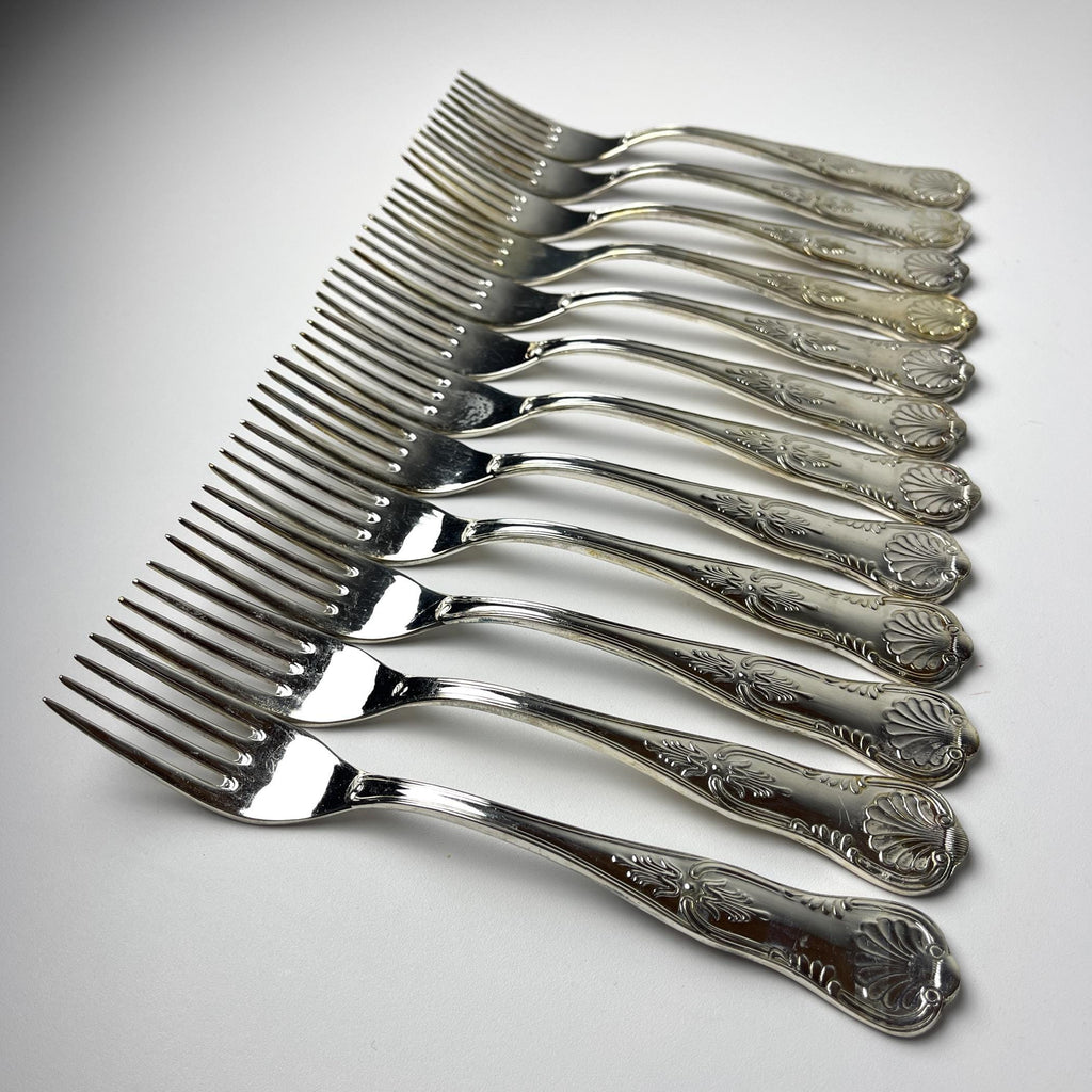 Italian vintage set of 800 silver forks with intricate designs, 1960s