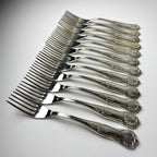 Italian vintage set of 800 silver forks with intricate designs, 1960s